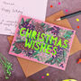 Christmas Wishes Neon Floral Christmas Card, thumbnail 6 of 9