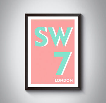 Sw7 West Kensington London Postcode Print, 3 of 8