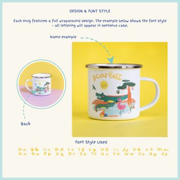 Personalised Crocodile Enamel Camping Mug – Children’s Name Gift, 5 of 5