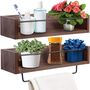 Set Of Two Wood Floating Shelf Wall Mounted With Bar, thumbnail 2 of 7