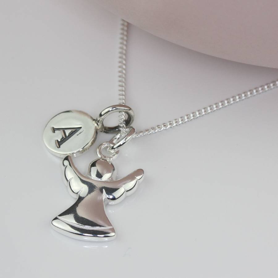 personalised guardian angel silver charm necklace by nest ...