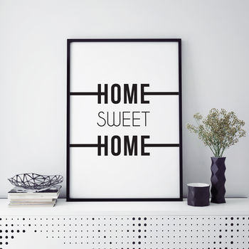 'Home Sweet Home' Monochrome Typographic Print, 3 of 6