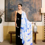 100% Mulberry Silk Scarf, Blue Marble In Gift Box, thumbnail 1 of 9