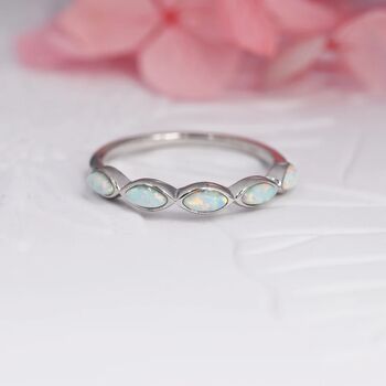 Fire Opal Marquise Ring In Sterling Silver, 2 of 12