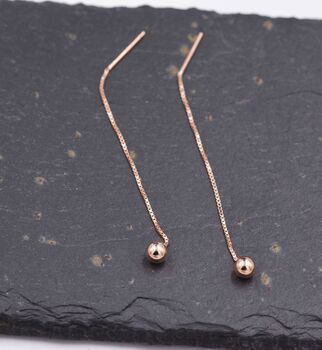 Sterling Silver Ball Earrings Ear Threaders, 7 of 11