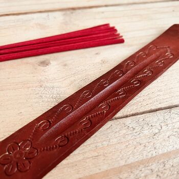 Incense Stick Holder Embossed Floral Swirl Ash Catcher, 3 of 4