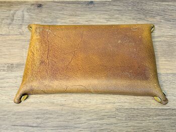 Personalised Rectangle Burnt Tan Leather Desk Tray, 8 of 12