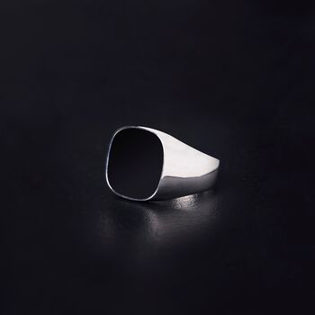 Engravable Silver Black Onyx Signet Ring, 5 of 11