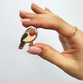 Personalised Robin Enamel Pin Badge Brooch, In Memory Robin Brooch, 2 of 7