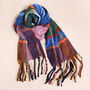 Multi Colour Tartan Check Winter Scarf, thumbnail 2 of 4