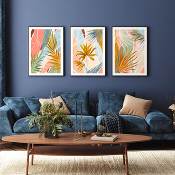 Colourful Abstract Palm Leaf Print Set Of Three, 2 of 11