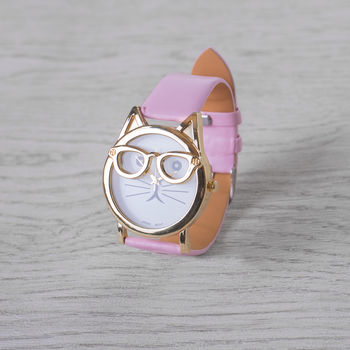 Pastel Colours Kitty With Glasses Watch, 4 of 4