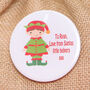 Mini Jute Gift Sack With Personalised Elf Badge – Boy Or Girl Design, thumbnail 3 of 3