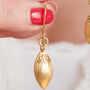 Gold Plated Silver Teardrop Textured Earrings, thumbnail 4 of 7