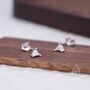 Sterling Silver Extra Tiny Minimalist Triangle Cz Crystal Stud Earrings, thumbnail 4 of 12