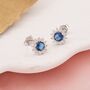 Sapphire Cz Flower Stud Earrings In Sterling Silver, thumbnail 5 of 12