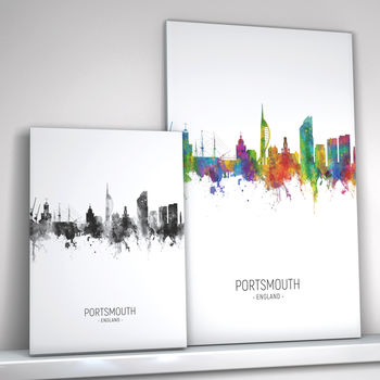 Portsmouth Skyline Portrait Print And Box Canvas, 2 of 5
