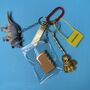 Brass Ruler Keyring Bag Charm Bunch With Dinosaur Goodordering, thumbnail 3 of 7