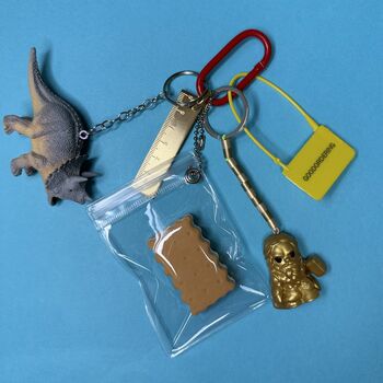 Brass Ruler Keyring Bag Charm Bunch With Dinosaur Goodordering, 3 of 7