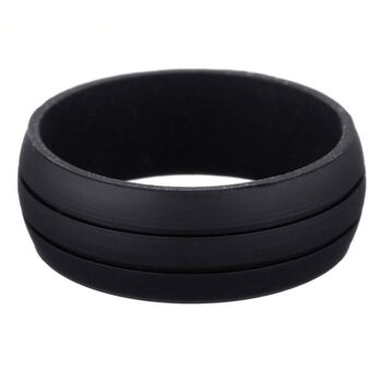 Handmade Grooved Unisex Flexible Silicone Ring, 6 of 11