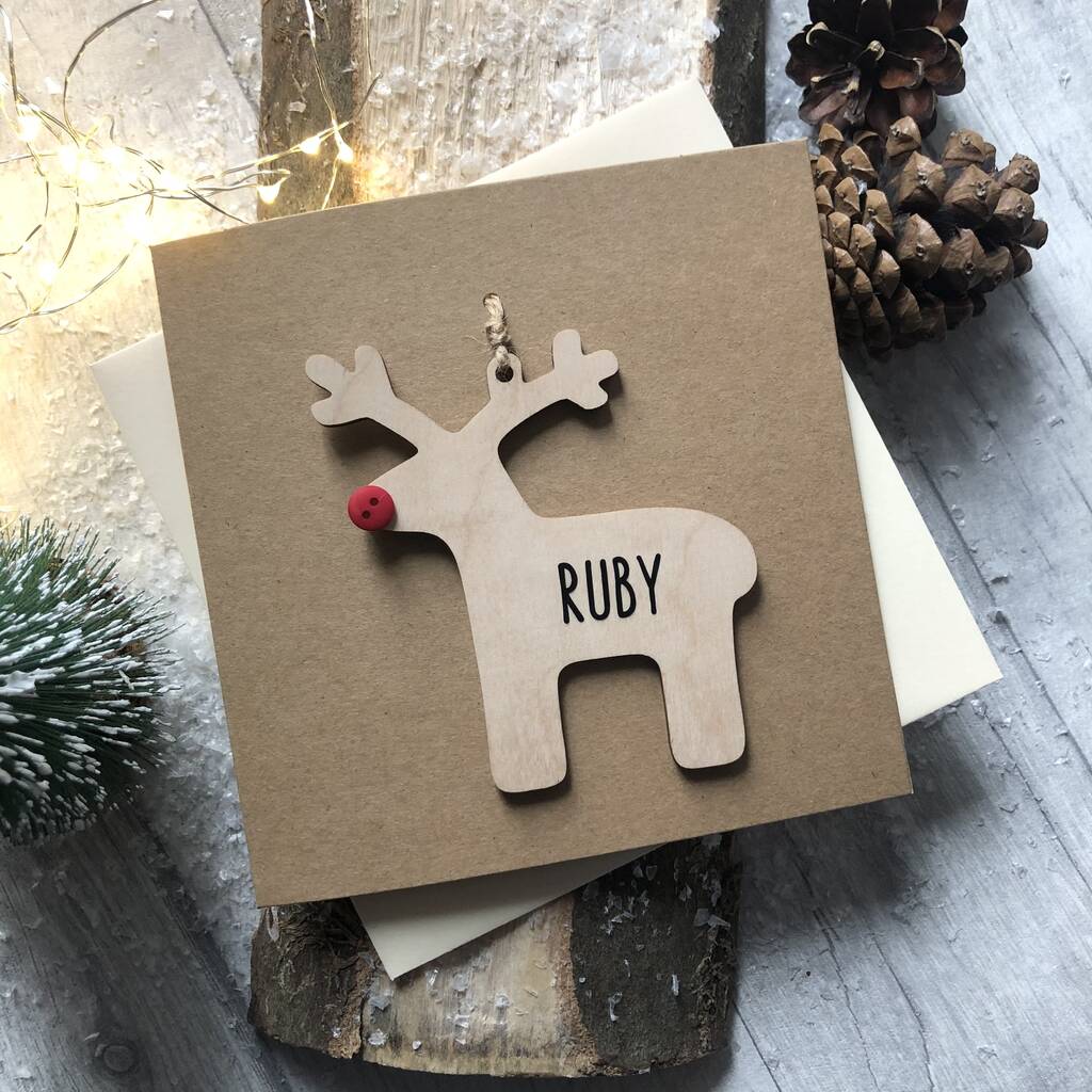 Personalised Wooden Reindeer Decoration Christmas Card By Alphabet ...