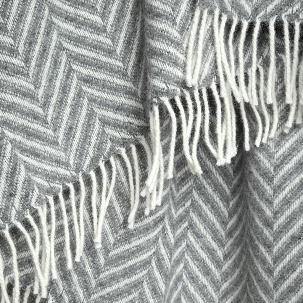 grey herringbone throw by dreamwool blanket co.