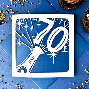 Champagne Bottle Personalised 70th Birthday Card, 2 of 4