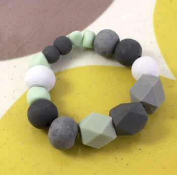 Chunky Geometric Wooden Bead Bracelet, 2 of 4