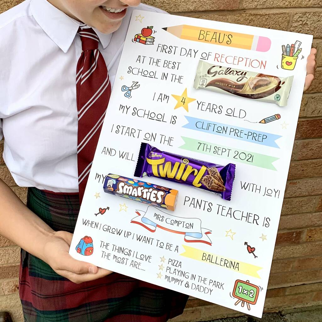 Personalised First Day Of School Chocolate Board, 1 of 5