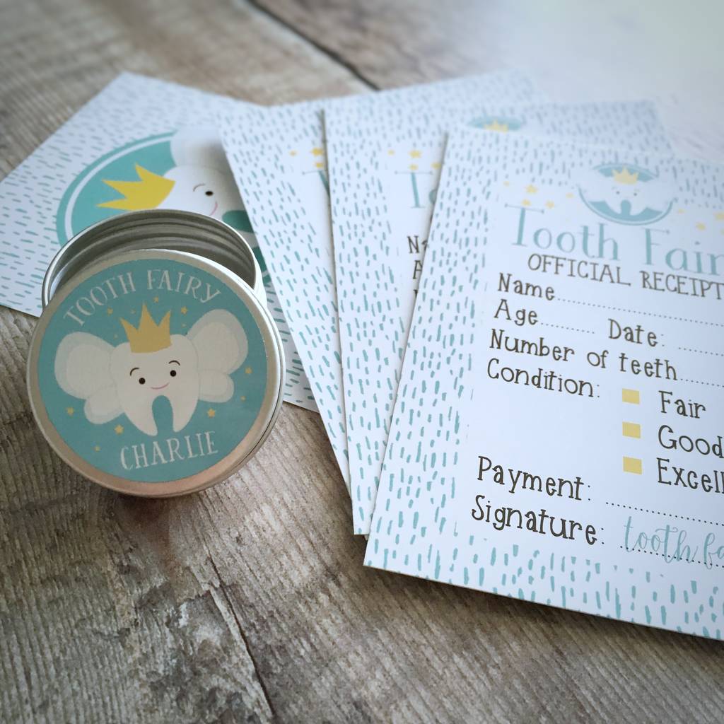 Personalised Tooth Fairy Box And Fairy Receipts Kit, 1 of 2