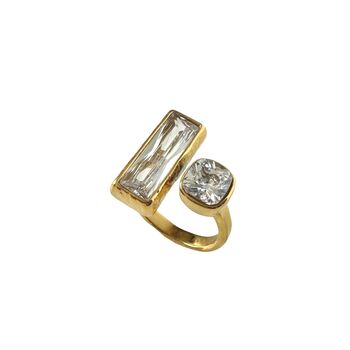 18k Gold Plated Open Double Crystal Ring, 2 of 3