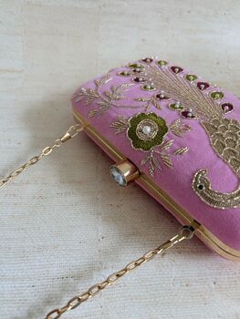 Peacock Pink Clutch Bag, 7 of 10
