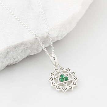 Heart Chakra Emerald Necklace Sterling Silver / Gold Plated, 2 of 11