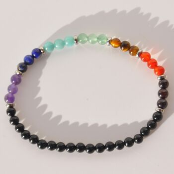 Dainty Seven Chakra And Black Tourmaline Bead Bracelet, 2 of 5