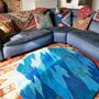 Handmade Tufted Blue Statement Circular Rug, thumbnail 11 of 12