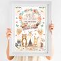 Personalised Keepsake Birth Print Boho Animals, thumbnail 1 of 4