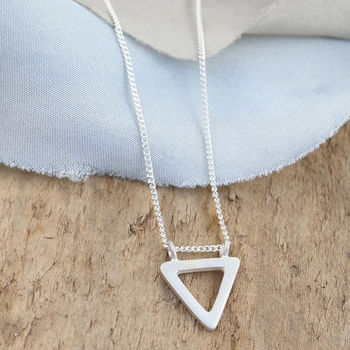 Silver Triangle Necklace. Geometric Pendant, 4 of 12
