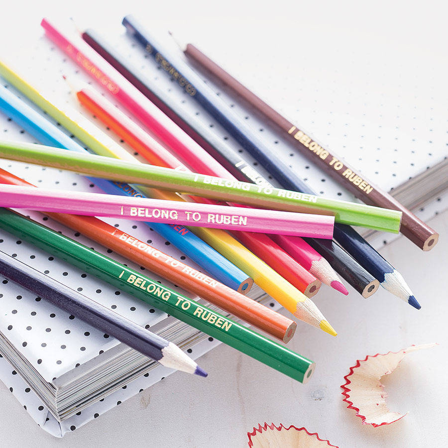 personalised crayons and pencil case