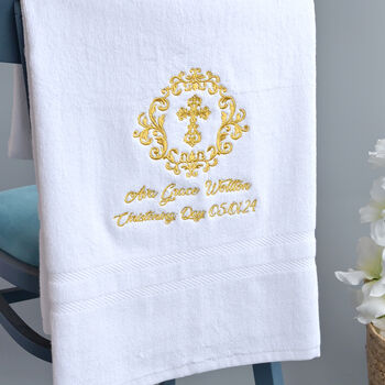 White Christening Personalised Towel, 5 of 7