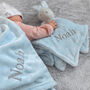 Personalised Blue Bunny Comforter And Blue Blanket Set, thumbnail 6 of 9