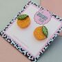 Orange Glitter Stud Earrings, thumbnail 4 of 5