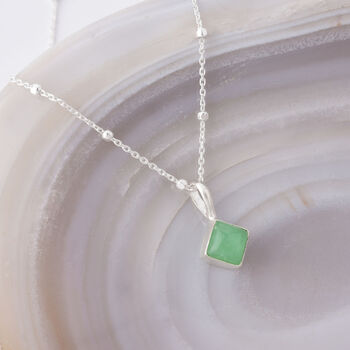 Chrysoprase May Birthstone Necklace Sterling Silver, 2 of 7