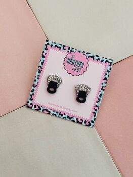 Zip Glitter Resin Studs / Sewing Lover Gift / Craft Inspired Jewellery / Fun Statement Accessories, 3 of 4