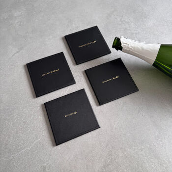 Cheers Leather Coasters – Housewarming Or New Home Gift, 2 of 12