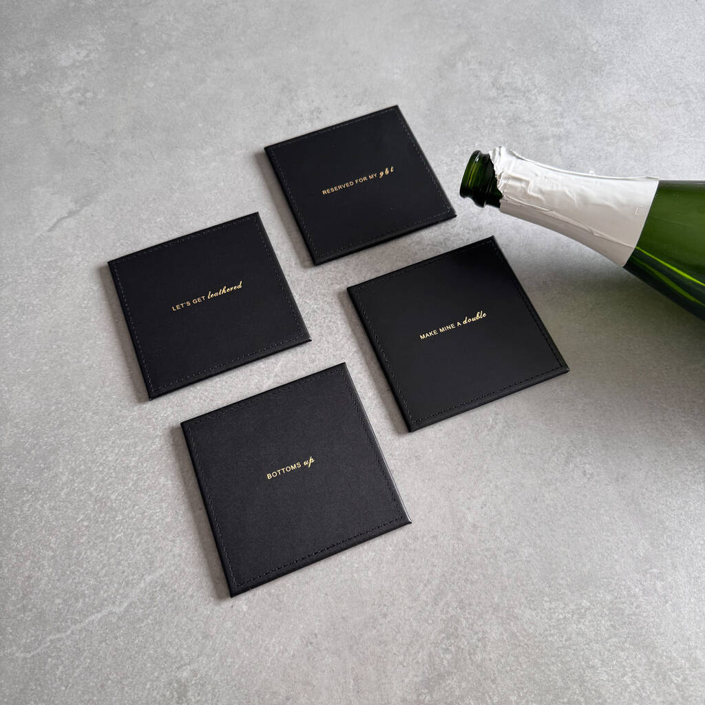 Cheers Leather Coasters – Housewarming Or New Home Gift, 1 of 12
