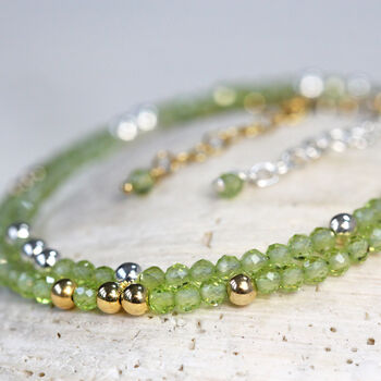 Skinny Peridot Bracelet Gold Or Silver, 11 of 12