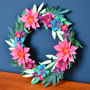 Jewel Tone Paper Flower Mini Wreath Craft Kit, 3 of 6