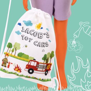 Personalised Fire Truck Children's Playtime Bag, 3 of 4