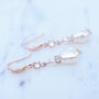 Rose Gold Plated Or Silver Long Teardrop Pearl Earrings, thumbnail 3 of 9