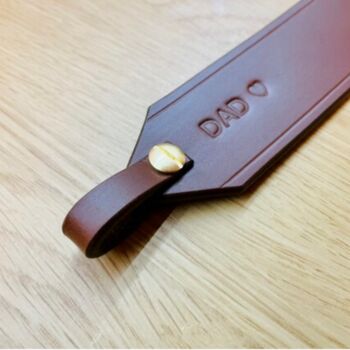 Personalised Stamped Leather Bookmark, Conker Brown, 2 of 9